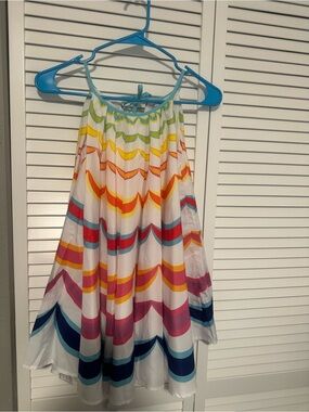 Halabaloo White Rainbow Stripe Girls Dress